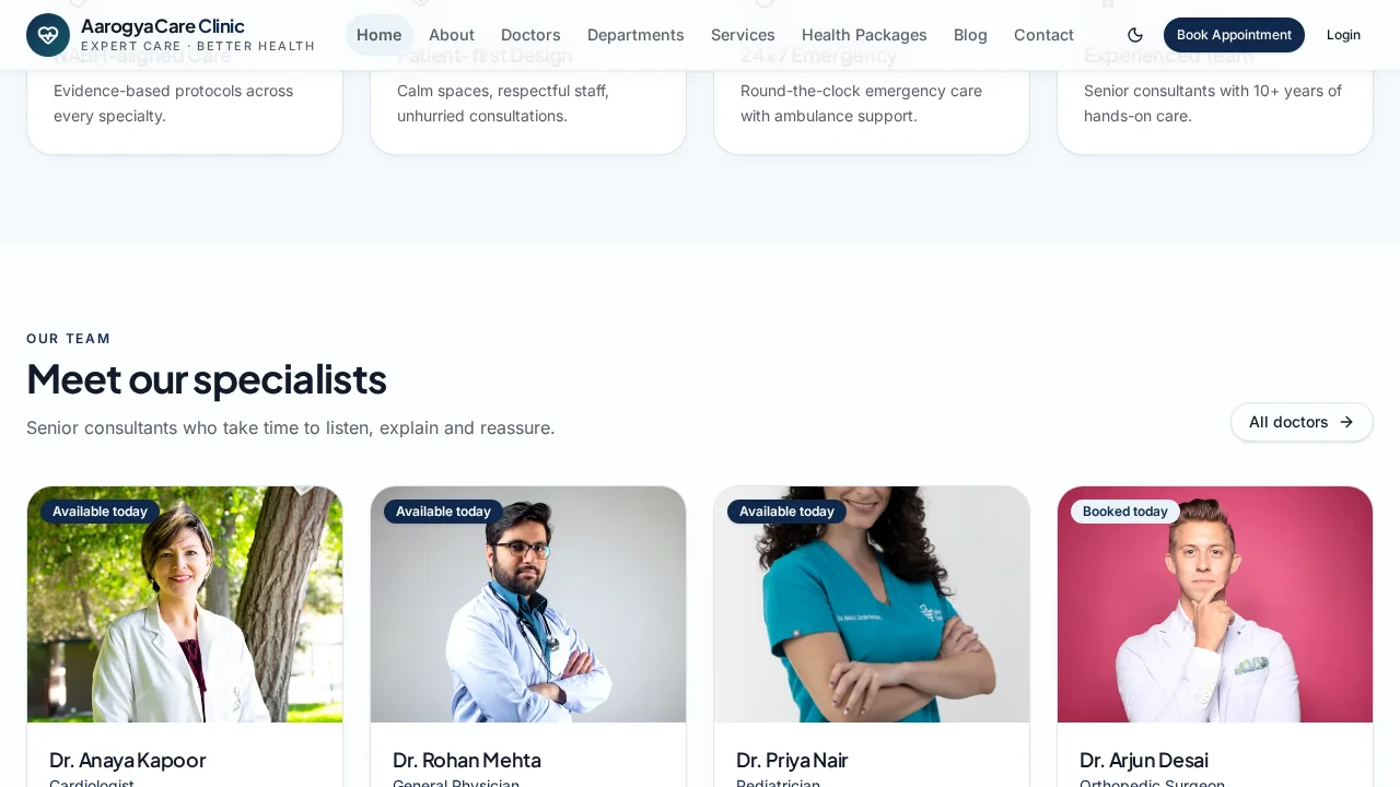 Aarogya Clinic — Specialist doctor profiles