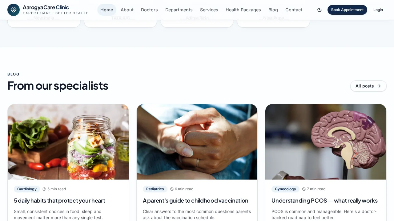 Aarogya Clinic — Medical specialties
