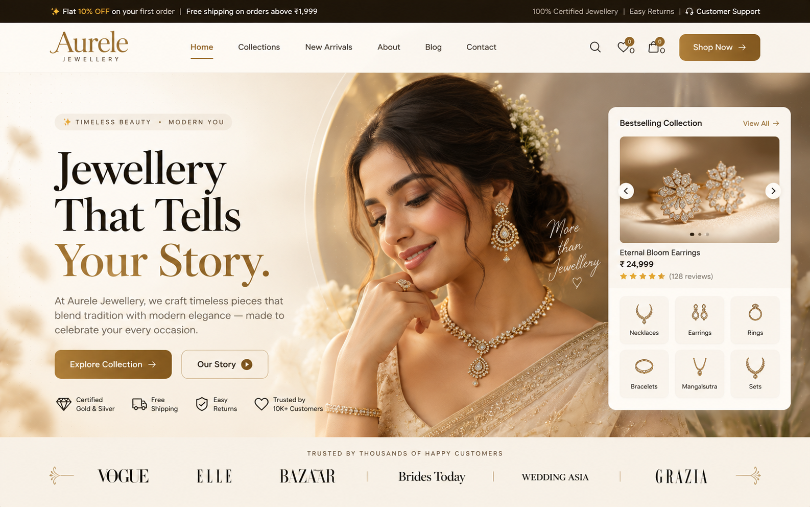 Aurele Jewellery — Jewellery storefront homepage
