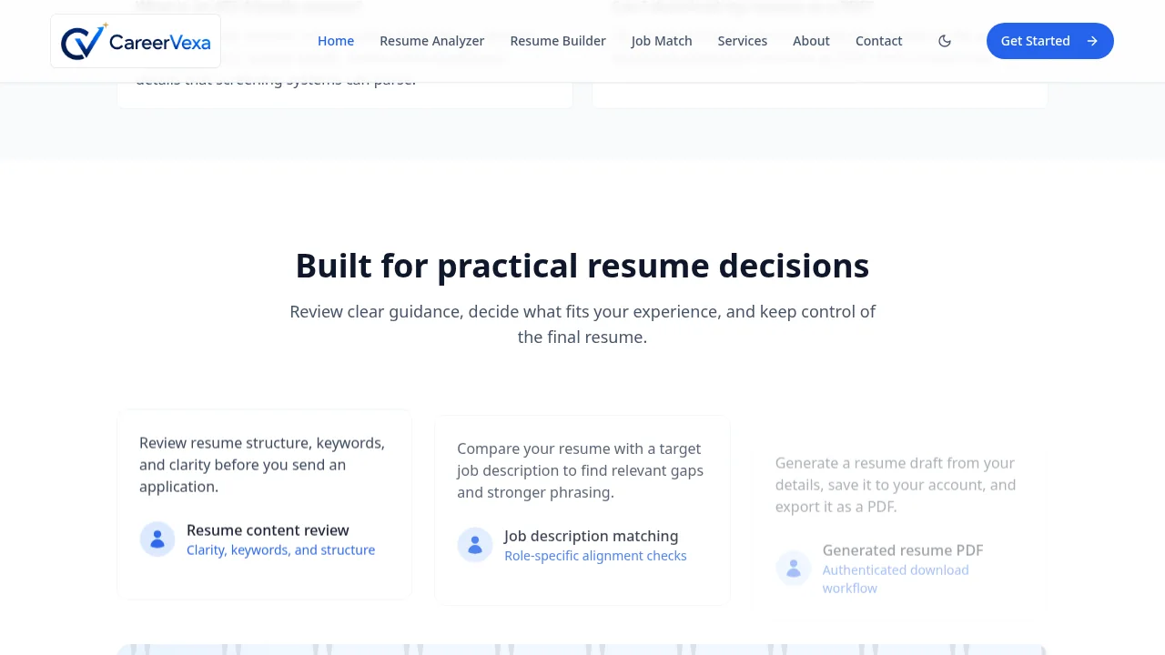 CareerVexa — Resume decision tools