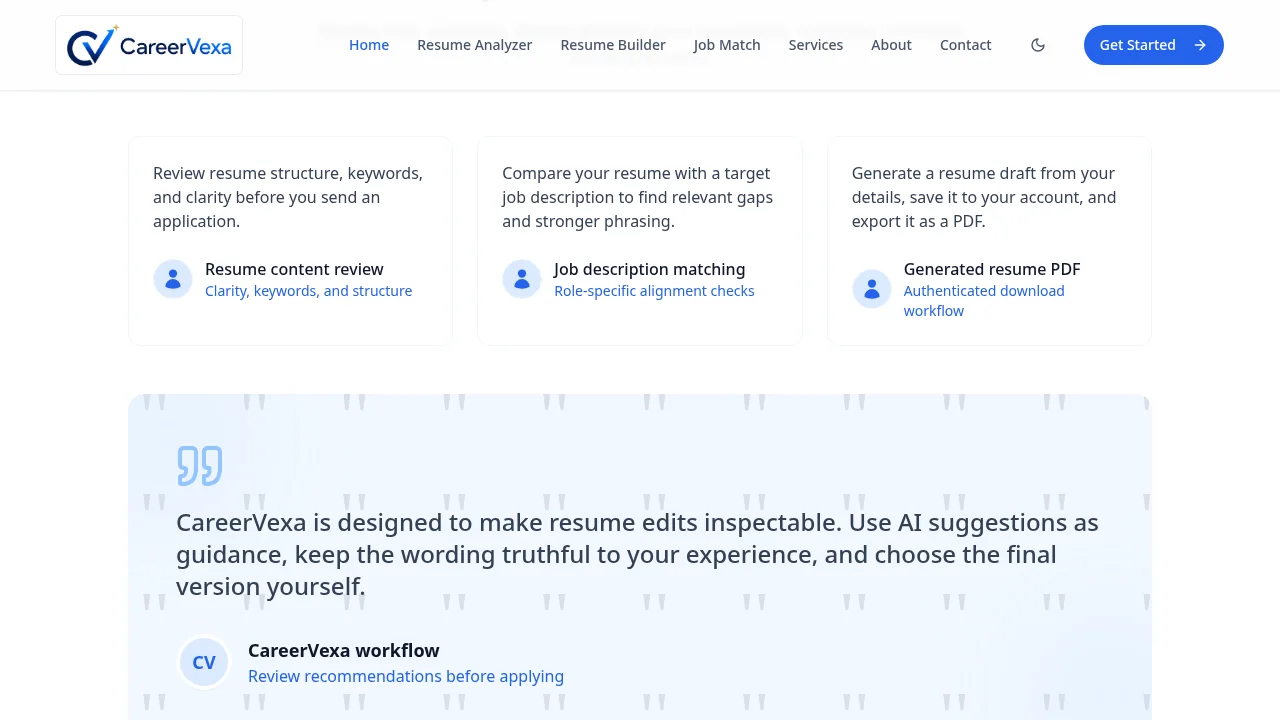 CareerVexa — Resume guidance and recommendations