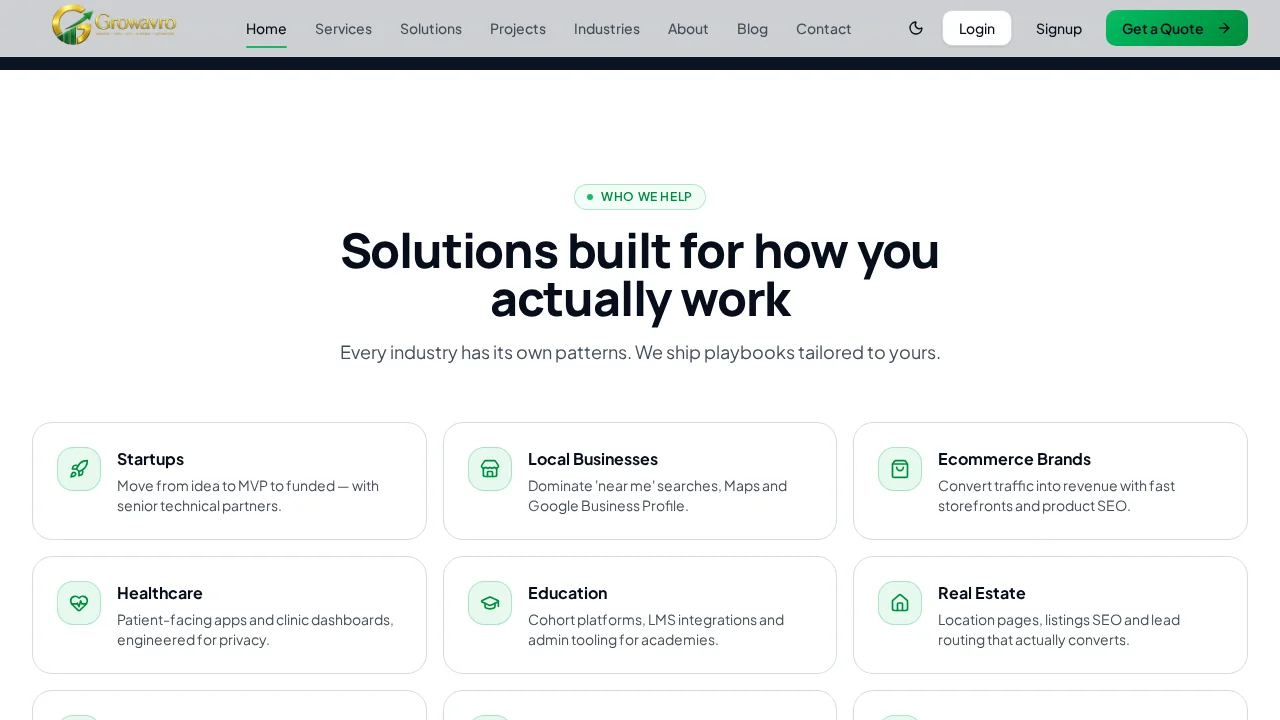 Growavro — Services and client proof
