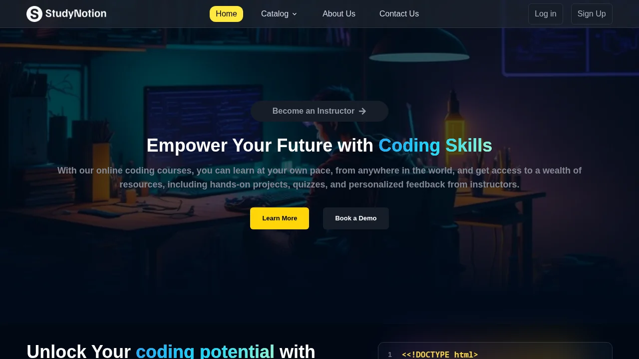 Study Notion — Learning platform homepage